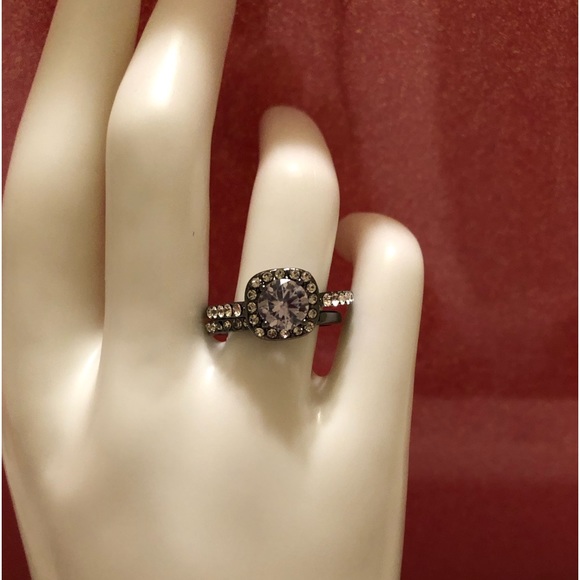 Bridal Set; Stainless Steel (Dark); Zircon; Size 8 - Picture 3 of 10